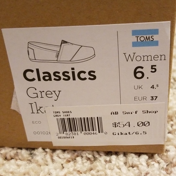 Toms Grey Ikat, size 6.5 - Picture 3 of 3